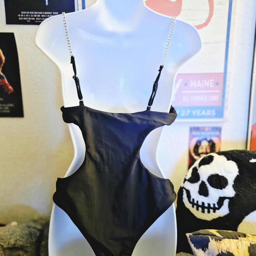 PLAYBOY Black One-Piece Swimsuit with White Logo - Picture 2 of 4